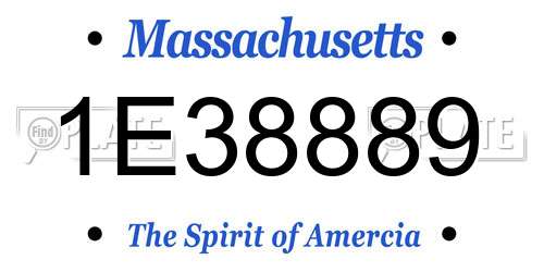 1E38889 Massachusetts License Plate