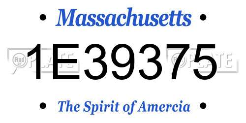 1E39375 Massachusetts License Plate
