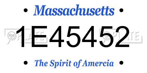 1E45452 Massachusetts License Plate