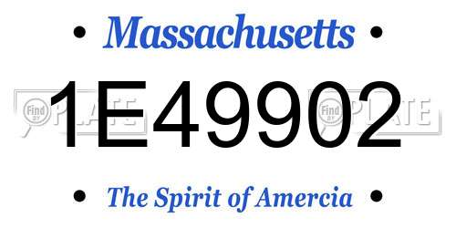 1E49902 Massachusetts License Plate