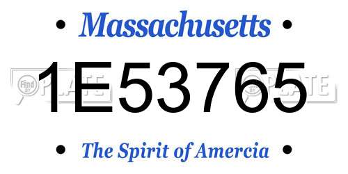 1E53765 Massachusetts License Plate