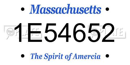 1E54652 Massachusetts License Plate