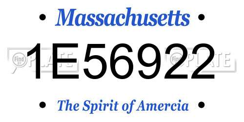 1E56922 Massachusetts License Plate