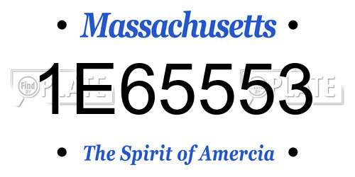 1E65553 Massachusetts License Plate