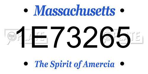1E73265 Massachusetts License Plate