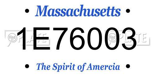 1E76003 Massachusetts License Plate