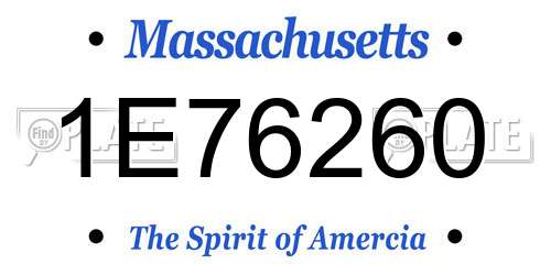 1E76260 Massachusetts License Plate