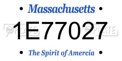 1E77027 Massachusetts License Plate