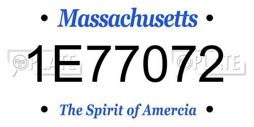 1E77072 Massachusetts License Plate