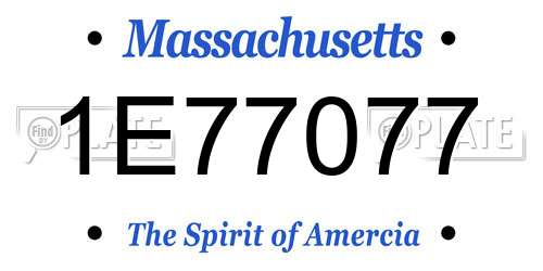1E77077 Massachusetts License Plate