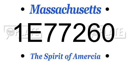 1E77260 Massachusetts License Plate