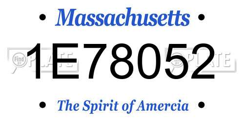1E78052 Massachusetts License Plate