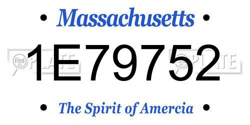 1E79752 Massachusetts License Plate
