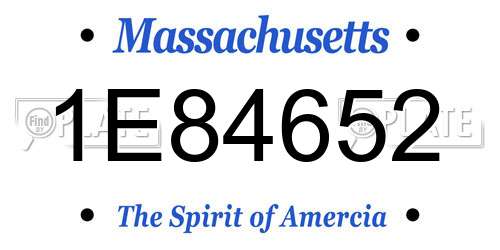 1E84652 Massachusetts License Plate