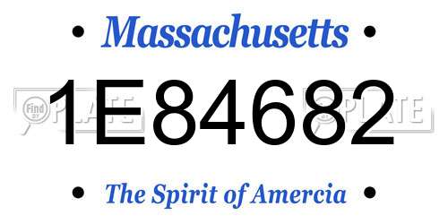 1E84682 Massachusetts License Plate