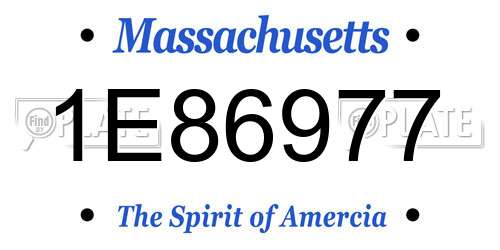 1E86977 Massachusetts License Plate