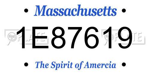 1E87619 Massachusetts License Plate
