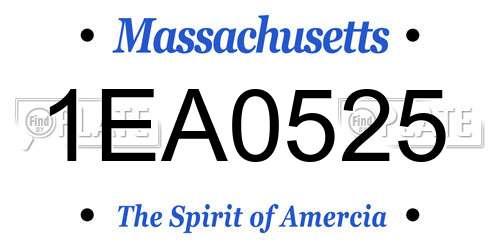 1EA0525 Massachusetts License Plate