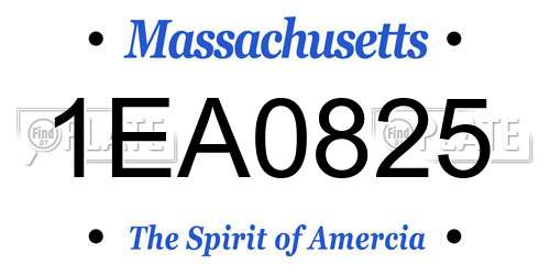 1EA0825 Massachusetts License Plate