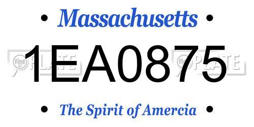 1EA0875 Massachusetts License Plate