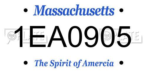 1EA0905 Massachusetts License Plate