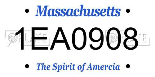 1EA0908 Massachusetts License Plate