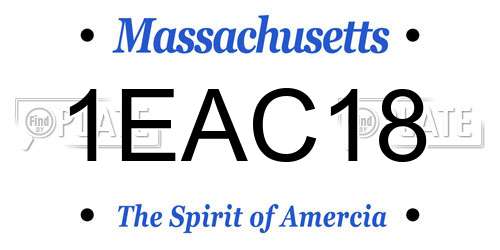 1EAC18 Massachusetts License Plate