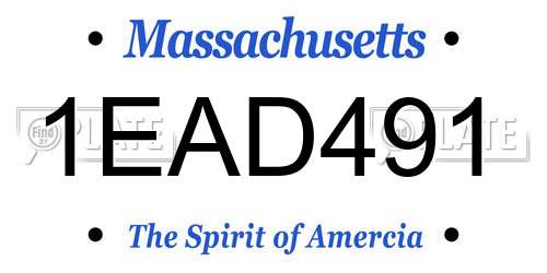 1EAD491 Massachusetts License Plate
