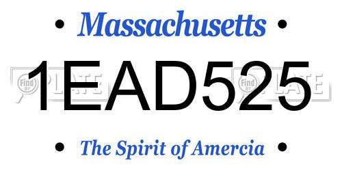 1EAD525 Massachusetts License Plate