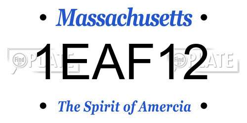 1EAF12 Massachusetts License Plate