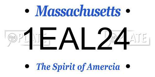 1EAL24 Massachusetts License Plate