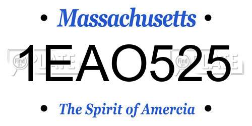 1EAO525 Massachusetts License Plate