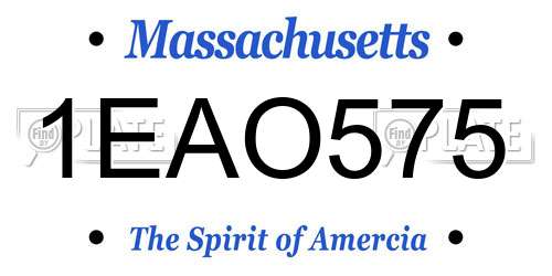 1EAO575 Massachusetts License Plate