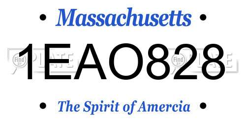 1EAO828 Massachusetts License Plate