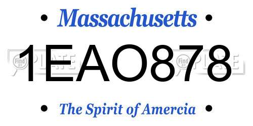 1EAO878 Massachusetts License Plate
