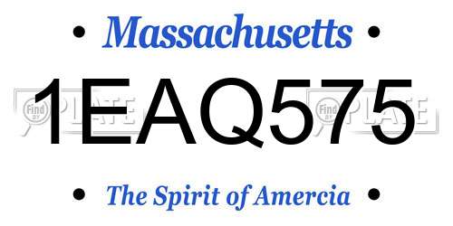 1EAQ575 Massachusetts License Plate