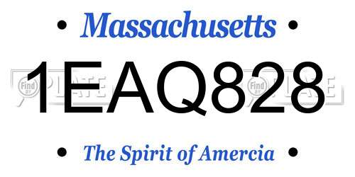 1EAQ828 Massachusetts License Plate