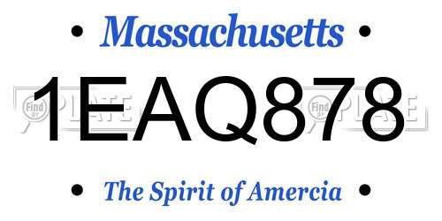 1EAQ878 Massachusetts License Plate