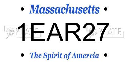 1EAR27 Massachusetts License Plate