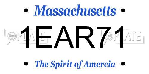 1EAR71 Massachusetts License Plate