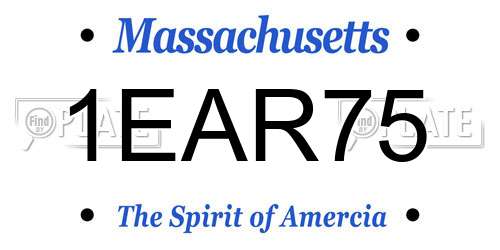 1EAR75 Massachusetts License Plate