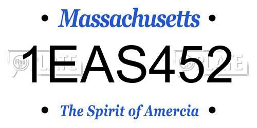 1EAS452 Massachusetts License Plate