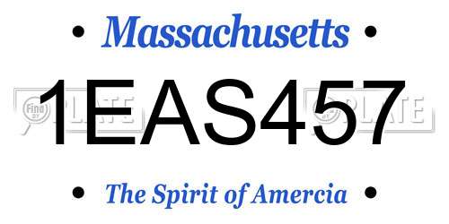 1EAS457 Massachusetts License Plate