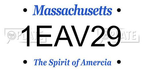 1EAV29 Massachusetts License Plate