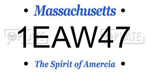 1EAW47 Massachusetts License Plate