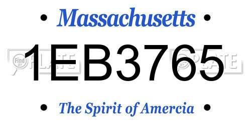 1EB3765 Massachusetts License Plate