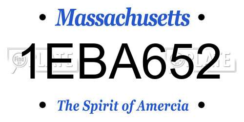 1EBA652 Massachusetts License Plate