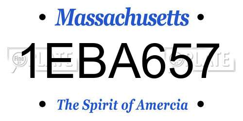 1EBA657 Massachusetts License Plate