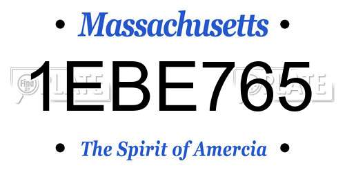 1EBE765 Massachusetts License Plate