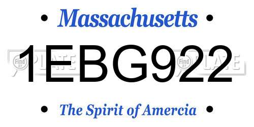 1EBG922 Massachusetts License Plate